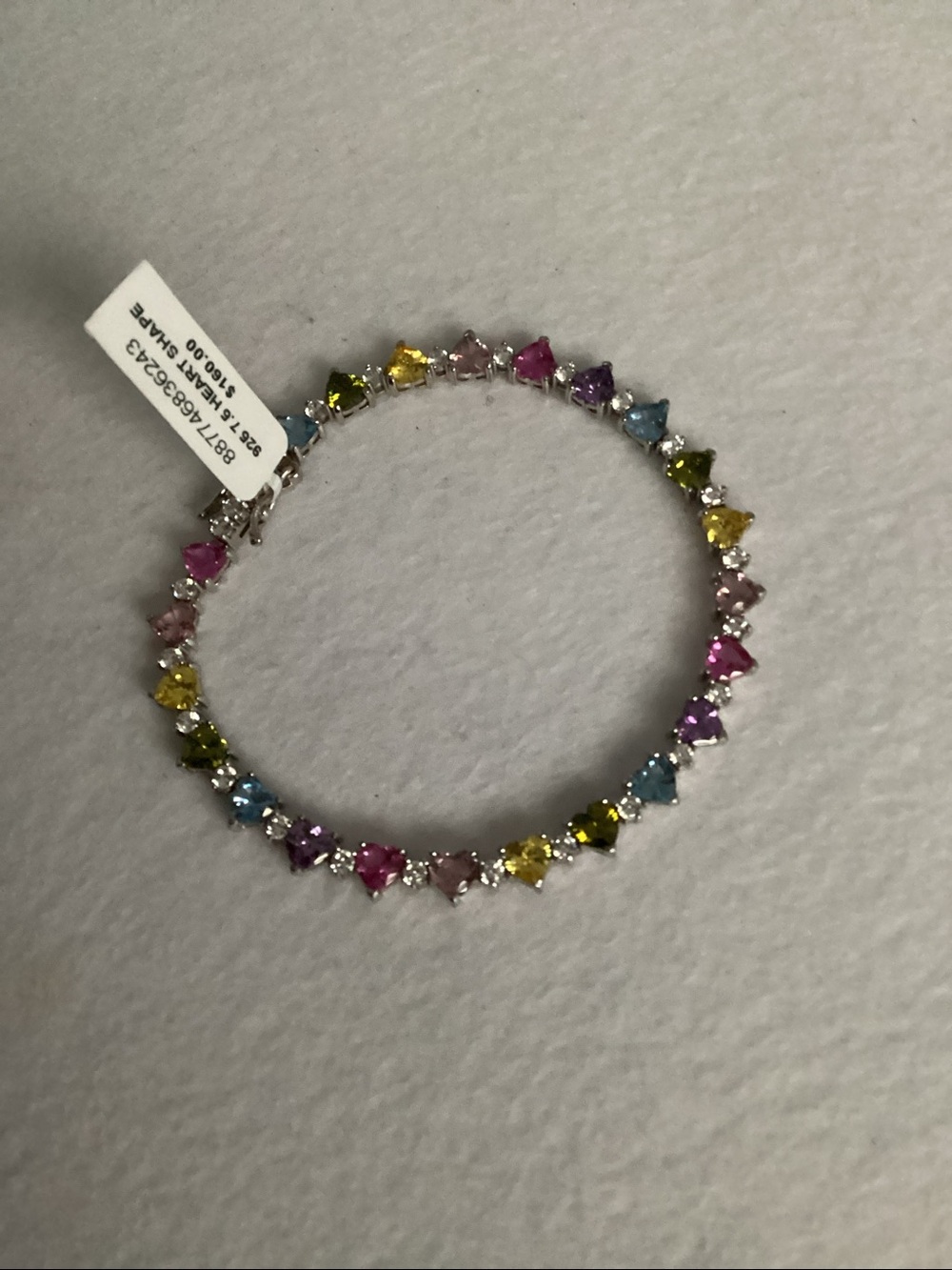 Giani Bernini 925 Multi-Color Cubic Zirconia SS Heart Gemstone Tennis Bracelet - Picture 6 of 11